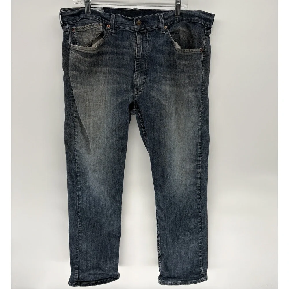 Men's Levi's 505 Straight Leg Dark Wash Blue Denim Jeans Size 38X28.5